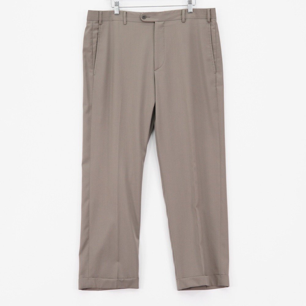 Zanella Beige Tan Wool Todd Dress Pants Trousers 37 / 28.5 Flat Front Mid Rise L